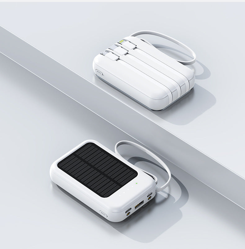 20,000mAh Solar Power Bank with Built-In Cables – Outdoor Charging Unit