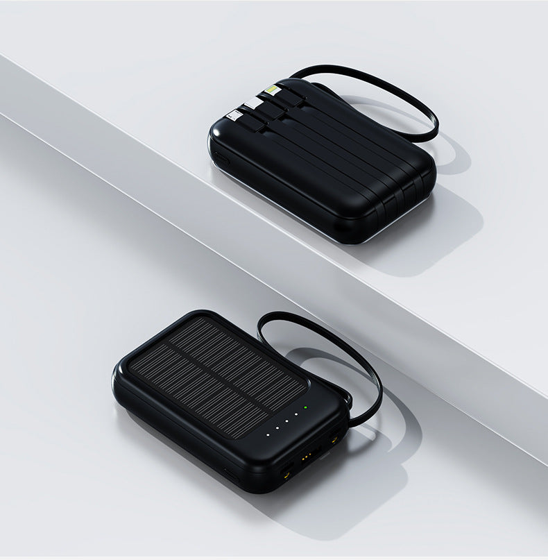 20,000mAh Solar Power Bank with Built-In Cables – Outdoor Charging Unit