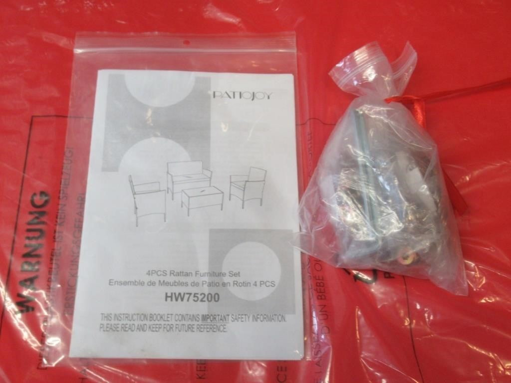 4-Piece Outdoor Patio Furniture Set – Black Wicker with Red Cushions
