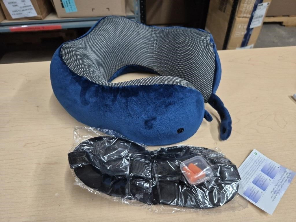 Adjustable Memory Foam Travel Neck Pillow Set with Chin Support
