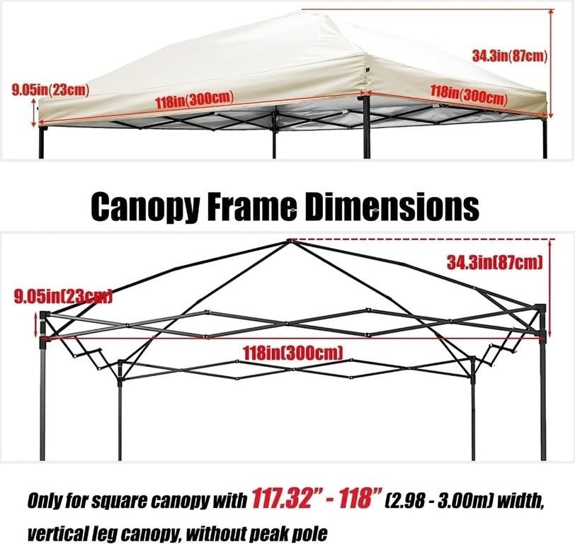 10x10 ft Beige Pop-Up Canopy Replacement Top – NEW