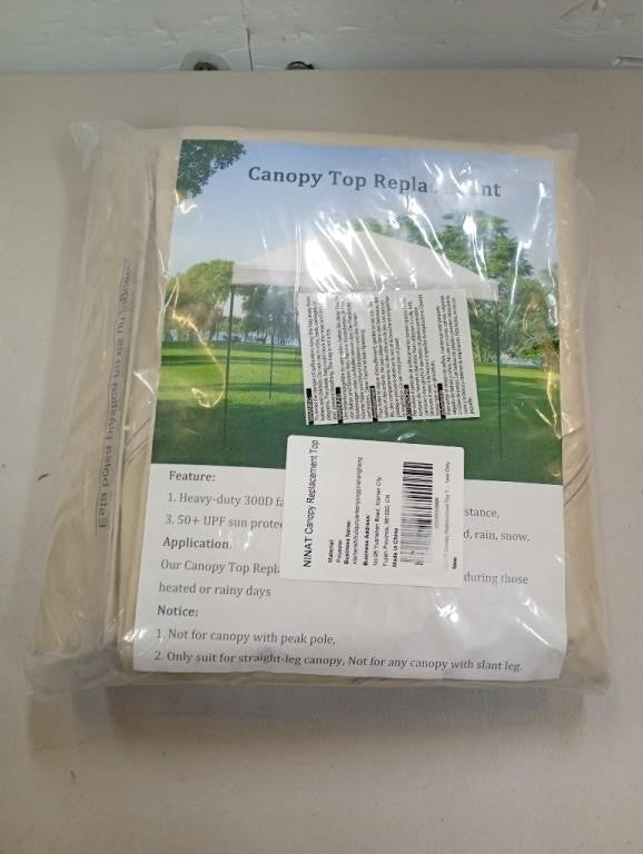 10x10 ft Beige Pop-Up Canopy Replacement Top – NEW
