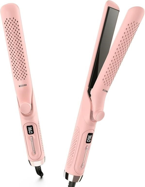 MESCOMB 360° Airflow Titanium Hair Straightener & Curler – Pink