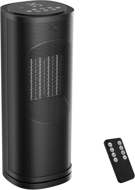Portable electric ceramic space heater with digital touch controls and remote control