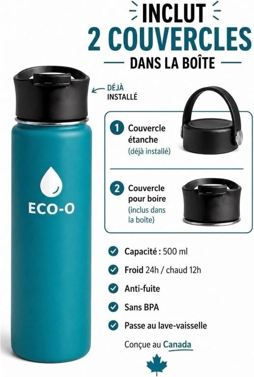 ECO-O 500 mL Insulated Stainless-Steel Water Bottle