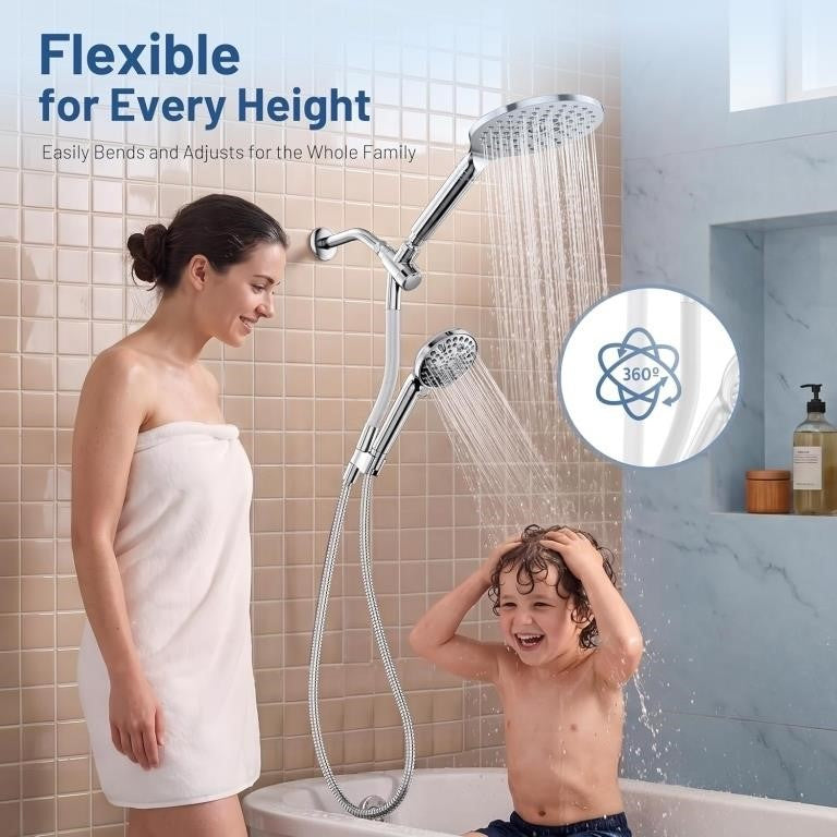 MakeFit Dual Filtered Rain Shower Head Combo