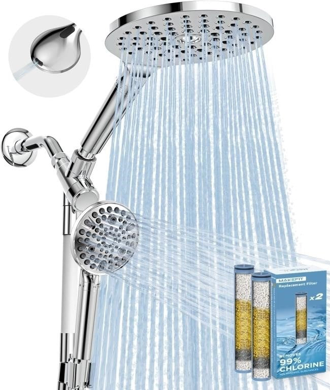 MakeFit Dual Filtered Rain Shower Head Combo