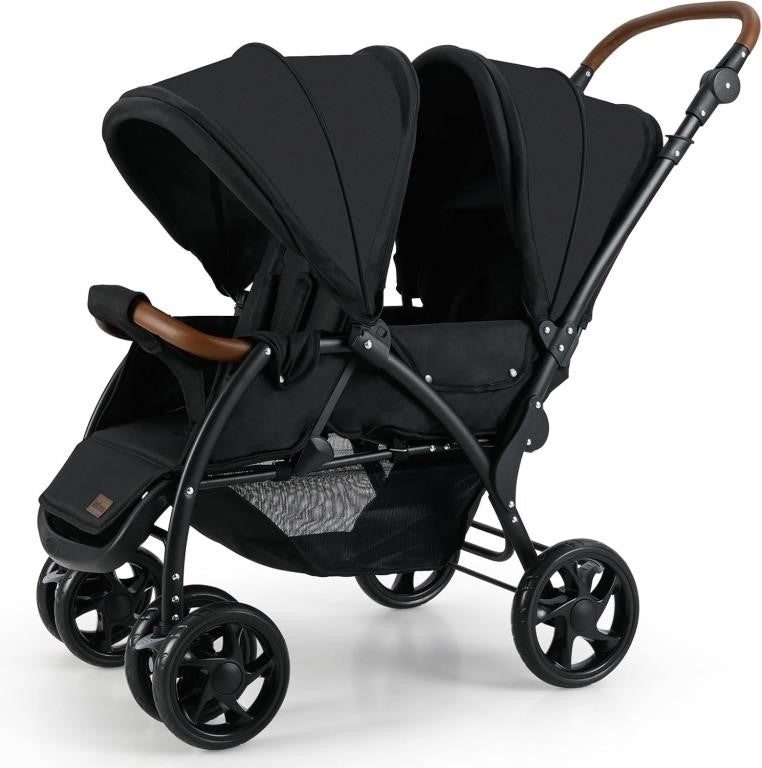 Double Stroller – Foldable Twin Stroller, Black