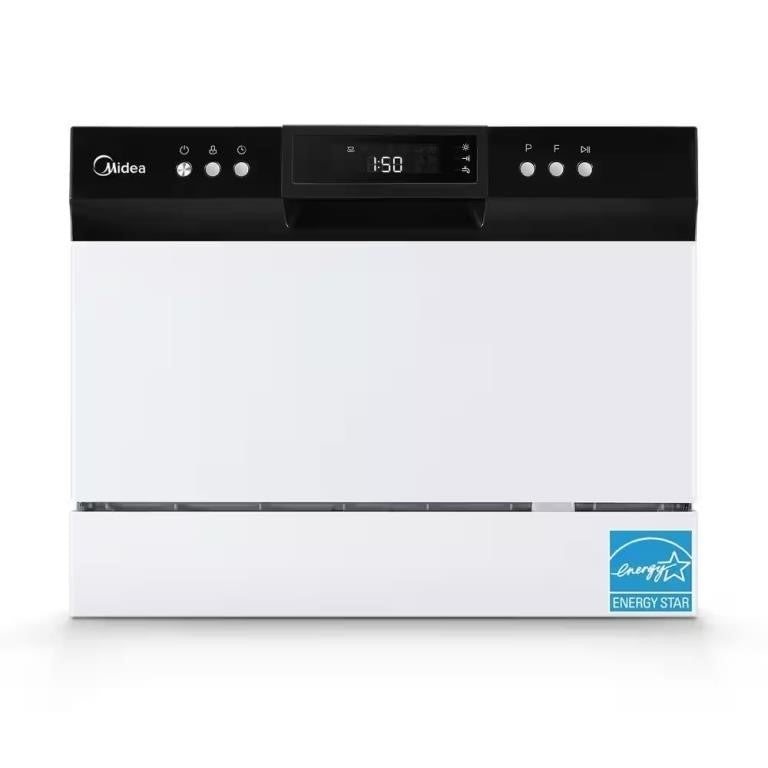 Midea 22” Portable Countertop Dishwasher – 8 Wash Cycles – White