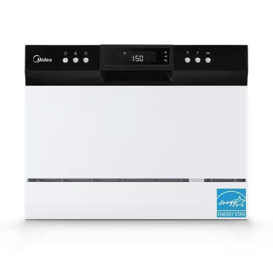Midea 22” Portable Countertop Dishwasher – 8 Wash Cycles – White