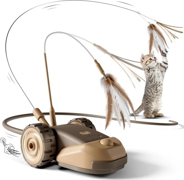 Interactive Robot Mouse Cat Toy with Feather Tails
