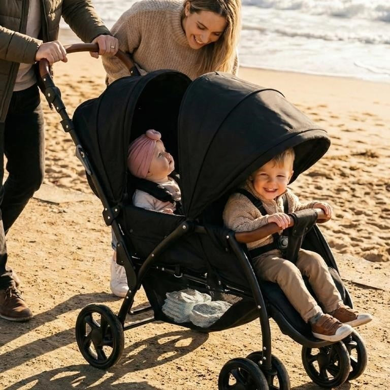 Double Stroller – Foldable Twin Stroller, Black